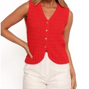 PETAL & PUP Davis Knit Vest Red Women Size Medium Casual Summer‎ Sleeveless Top
